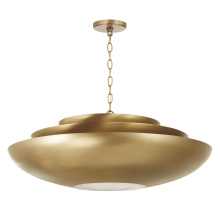 Capital 357741AD - 29.5" W x 11.5" H 1-Light Modern Tiered Bowl Pendant in Aged Brass with Real Alabaster Diffu