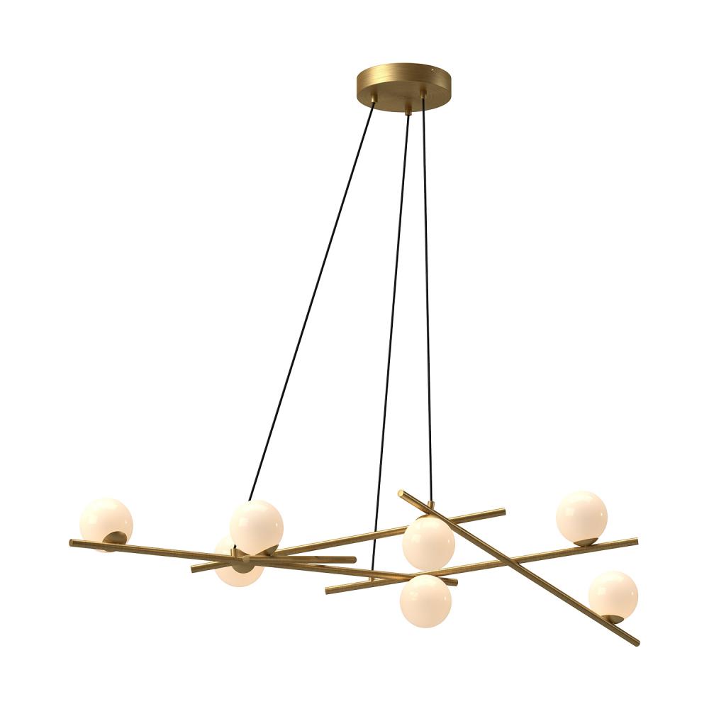 Amara 54-in Brushed Gold/Glossy Opal Glass LED Chandeliers