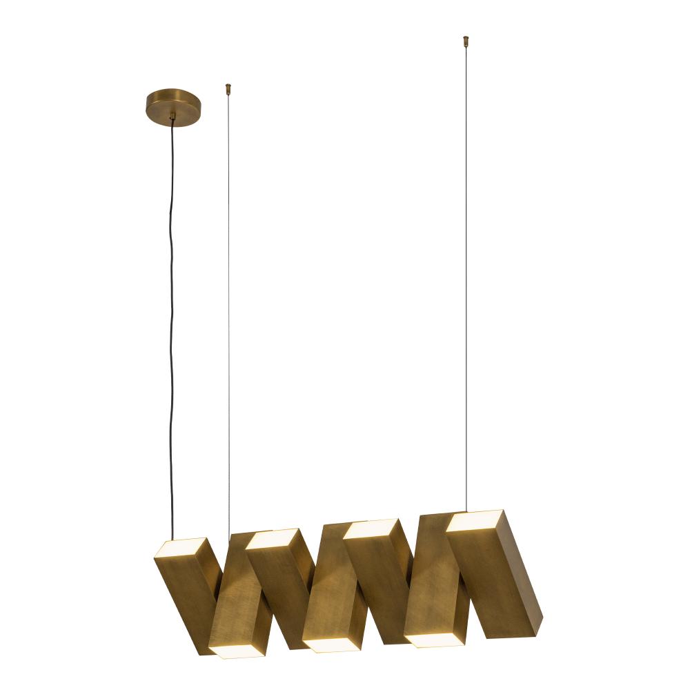Domino 35-in Vintage Brass LED Linear Pendant