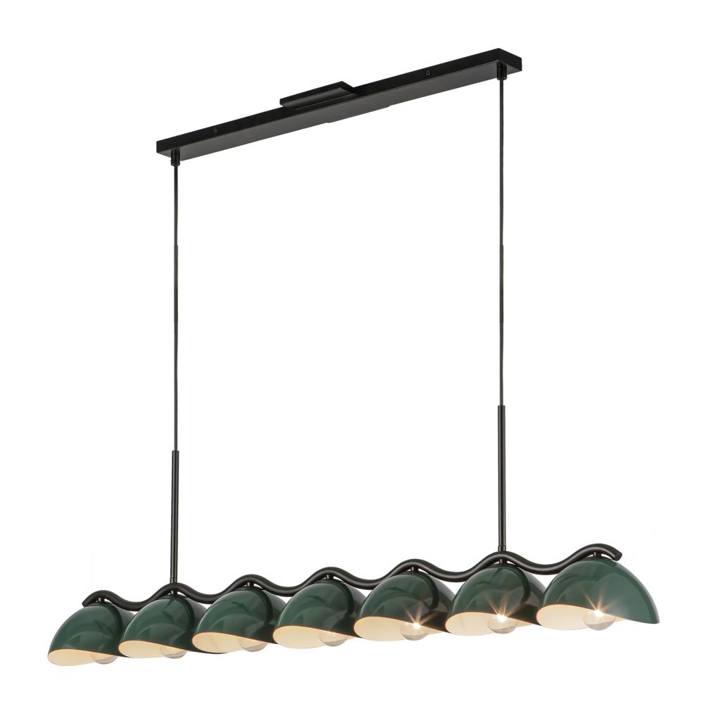 Atlas 42-in Black/Pine Green Socket Linear Pendant