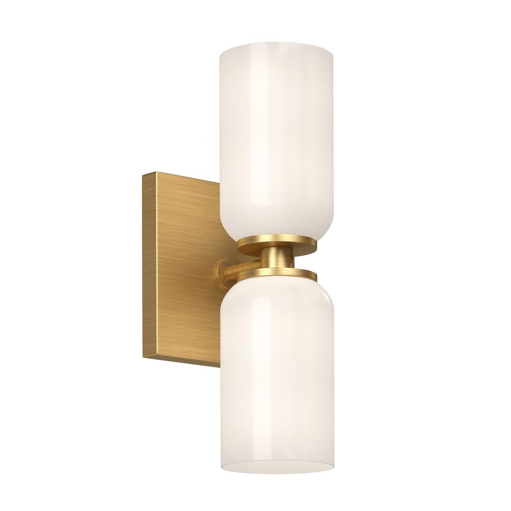 Nola 3-in Brushed Gold/Glossy Opal Glass Socket Wall Sconce