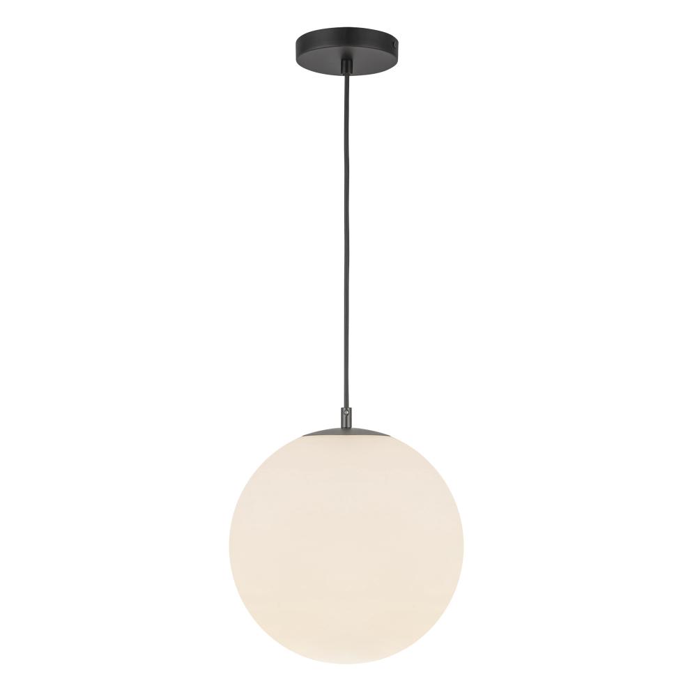 Marco 12-in,196-in Black/Opal Glass LED Pendant