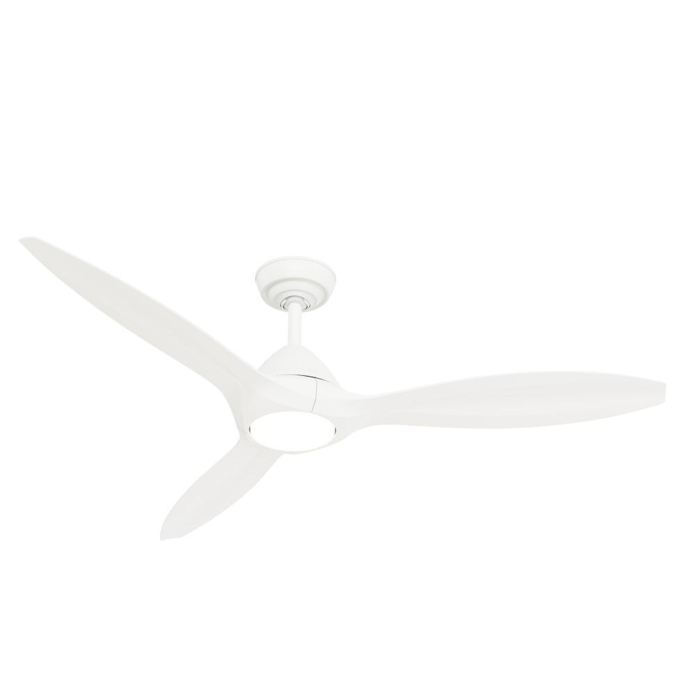 Casablanca 56 Inch Surea Fresh White Damp Rated Ceiling Fan With LED Light Kit and Handheld Remote