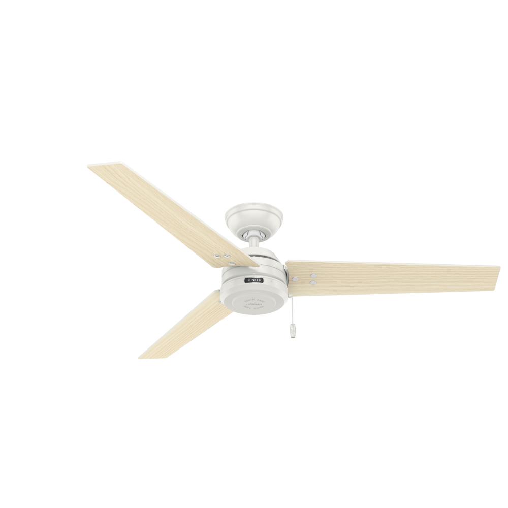 Hunter 52 inch Cassius Fresh White Damp Rated Ceiling Fan and Pull Chain
