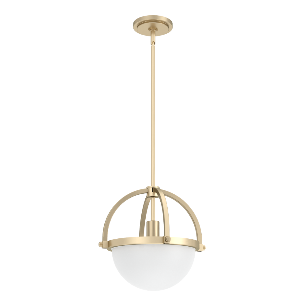Hunter Wedgefield Alturas Gold with Frosted Cased White Glass 1 Light Pendant Ceiling Light Fixture
