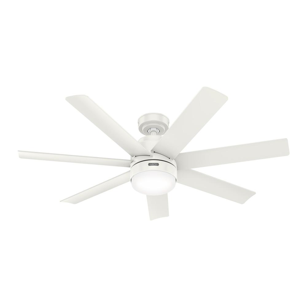 Hunter 52 Inch Brazos Fresh White Damp Rated Ceiling Fan With LED Light Kit And Handheld Remote