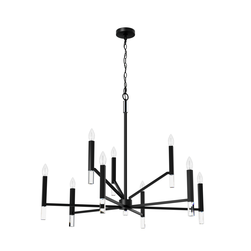 Hunter Sunjai Matte Black 9 Light Chandelier Ceiling Light Fixture