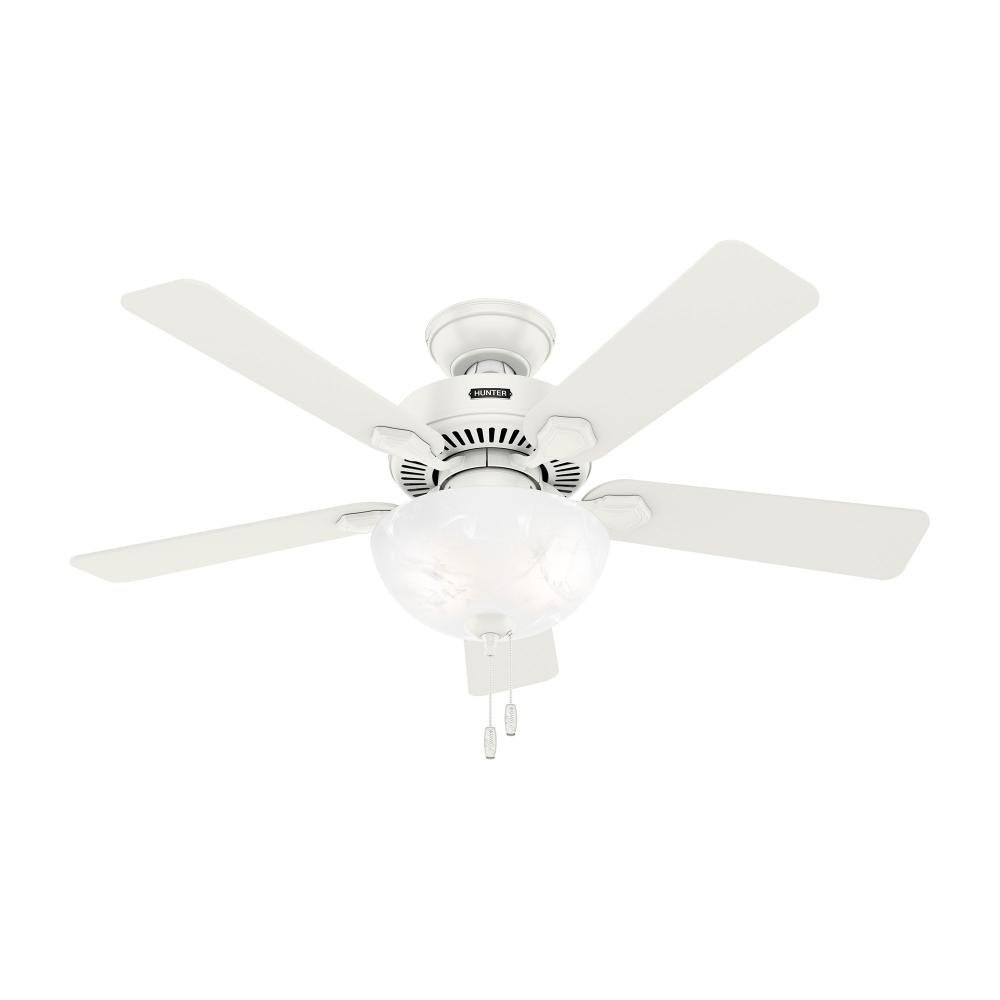 Hunter 44 inch Swanson Fresh White Ceiling Fan with LED Light Kit and Pull Chain