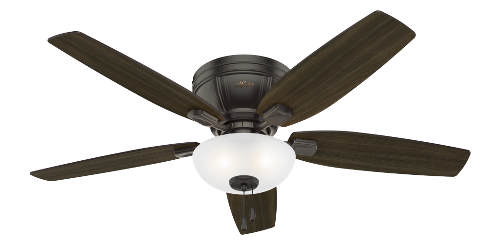 Hunter 52 inch Kenbridge Noble Bronze Low Profile Ceiling Fan with LED Light Kit and Pull Chain