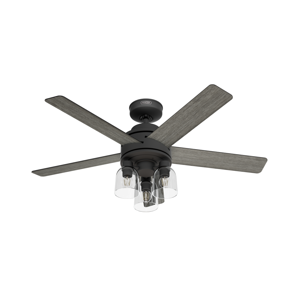 Hunter 52 Inch Lochemeade Matte Black Ceiling Fan With Led Light Kit And Handheld Remote