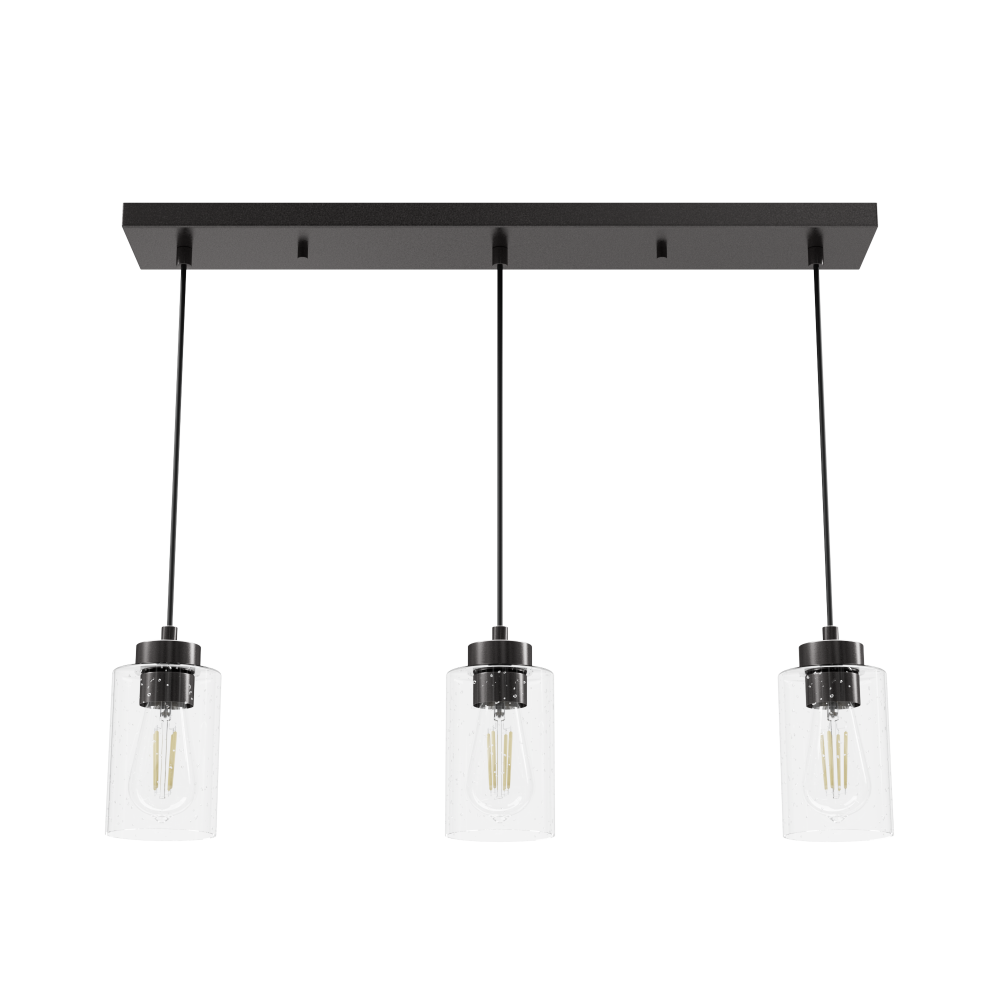 Hunter Hartland Noble Bronze with Seeded Glass 3 Light Pendant Cluster Ceiling Light Fixture