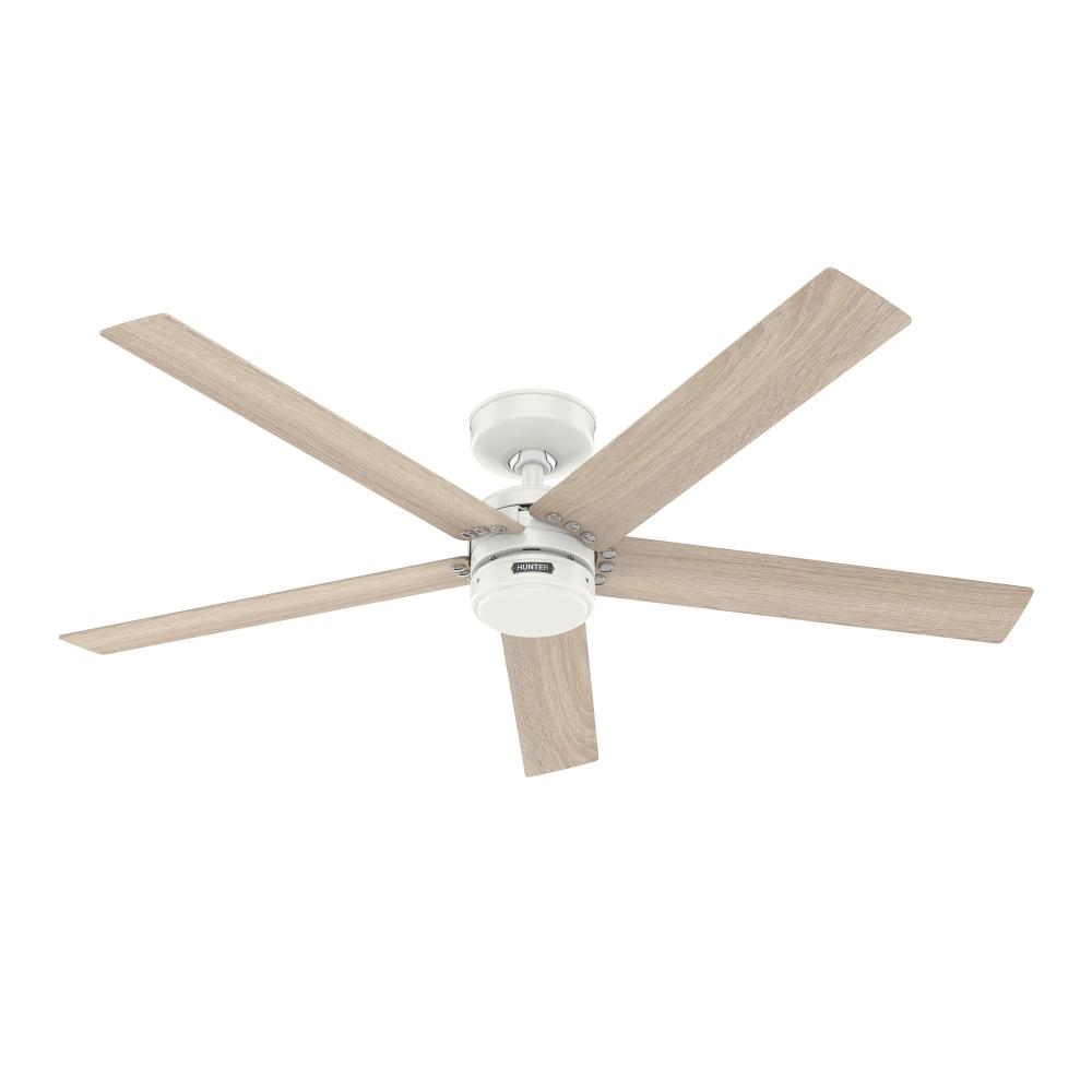 Hunter 52 Inch Burton Fresh White Damp Rated Ceiling Fan And Wall Control
