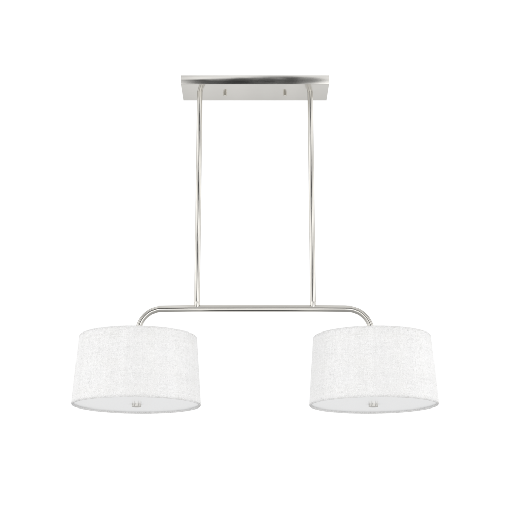 Hunter Cottage Hill Brushed Nickel and Off White Linen 4 Light Pendant Ceiling Light Fixture
