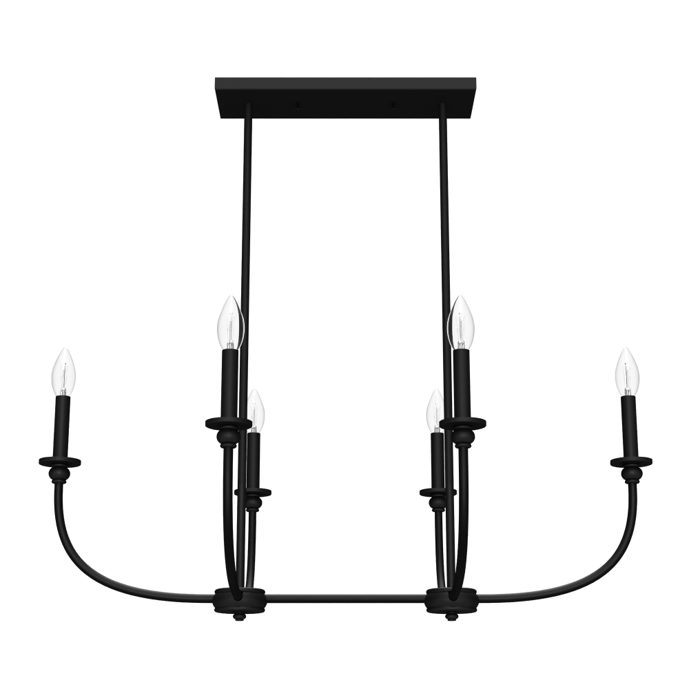 Hunter Southcrest Matte Black 6 Light Chandelier Ceiling Light Fixture