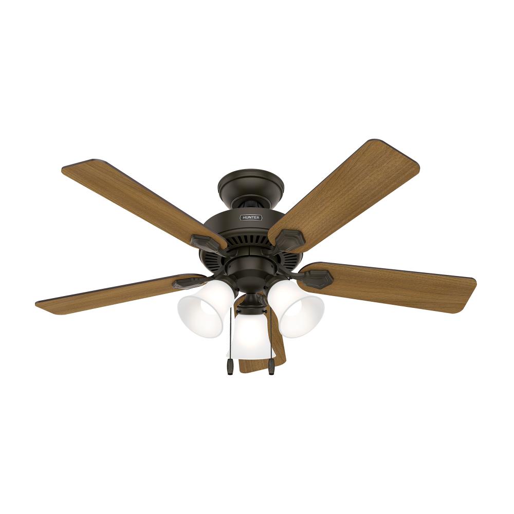 Hunter 44 inch Swanson New Bronze Ceiling Fan with LED Light Kit and Pull Chain