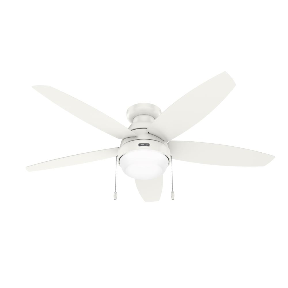 Hunter 52 inch Lilliana Fresh White Low Profile Ceiling Fan with LED Light Kit and Pull Chain