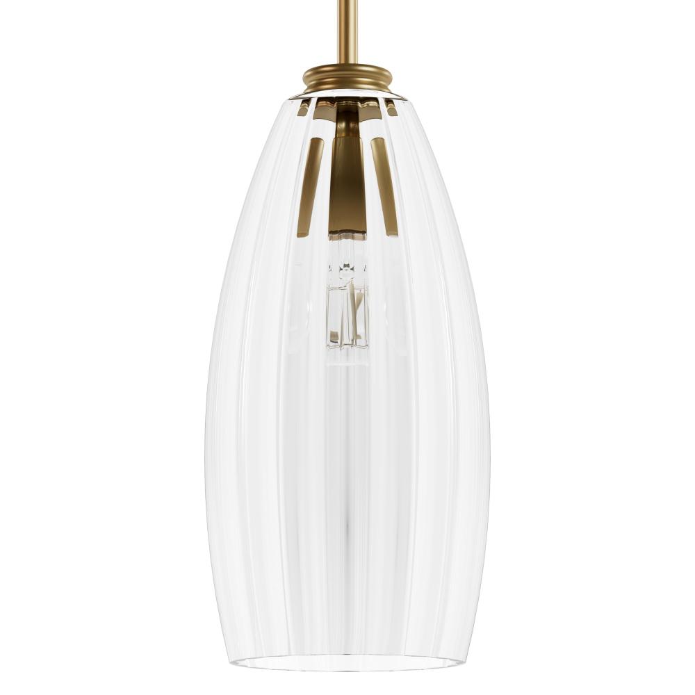 Hunter Rossmoor Luxe Gold with Clear Fluted Glass 1 Light Pendant Ceiling Light Fixture