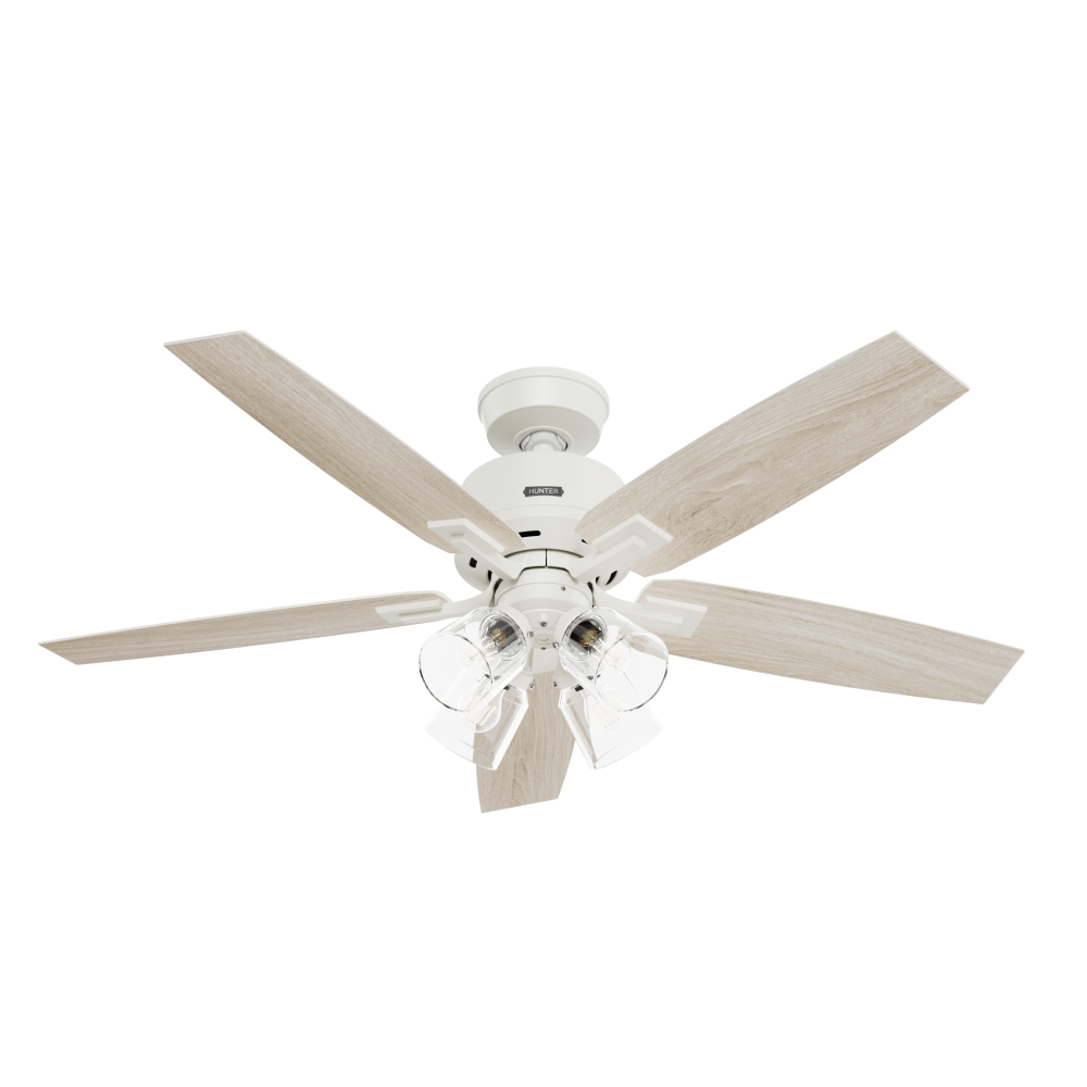 Hunter 52 inch Gatlinburg HunterExpress Matte White Ceiling Fan with LED LT Kit and Handheld Remote