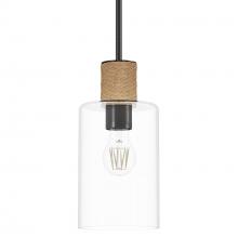 Hunter 13110 - Hunter Vanning Noble Bronze and Natural Sisal Rope with Clear Glass 1 Light Pendant Ceiling Light