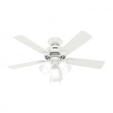 Hunter 52777 - Hunter 44 inch Swanson Fresh White Ceiling Fan with LED Light Kit and Pull Chain