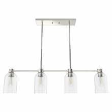 Hunter 19714 - Hunter Lochemeade Brushed Nickel with Clear Seeded Glass 4 Light Chandelier Ceiling Light Fixture