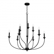 Hunter 19632 - Hunter Southcrest Flat Matte Black 9 Light Chandelier Ceiling Light Fixture