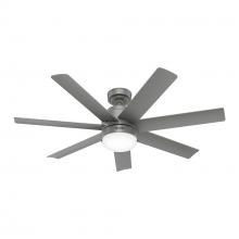 Hunter 52376 - Hunter 52 Inch Brazos Matte Silver Damp Rated Ceiling Fan With LED Light Kit And Handheld Remote