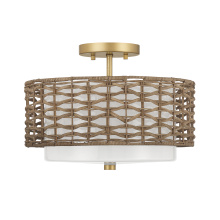 Hunter 48211 - Hunter Laila Luxe Gold with Cased White Glass 2 Light Flush Mount Ceiling Light Fixture