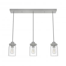 Hunter 19156 - Hunter Devon Park Brushed Nickel with Clear Glass 3 Light Pendant Cluster Ceiling Light Fixture