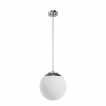 Hunter 19848 - Hunter Hepburn Brushed Nickel with Cased White Glass 1 Light Pendant Ceiling Light Fixture