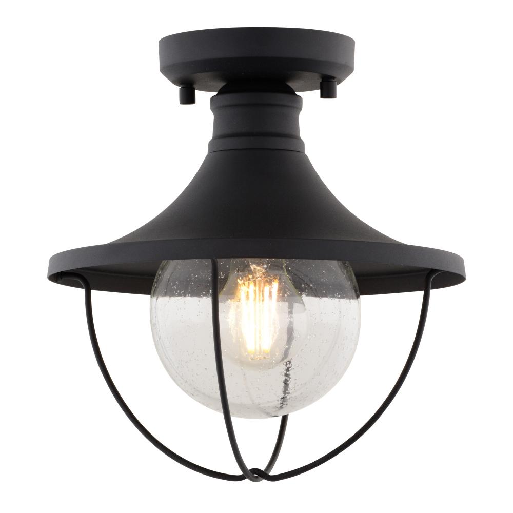 Dunlap 10-in. W Outdoor Semi-Flush Mount Textured Black