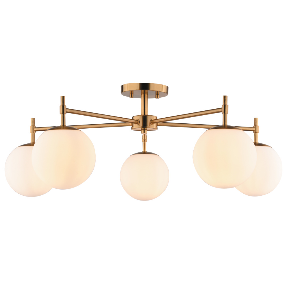 Armitage 32-in. W 5 Light Semi-Flush Muted Brass