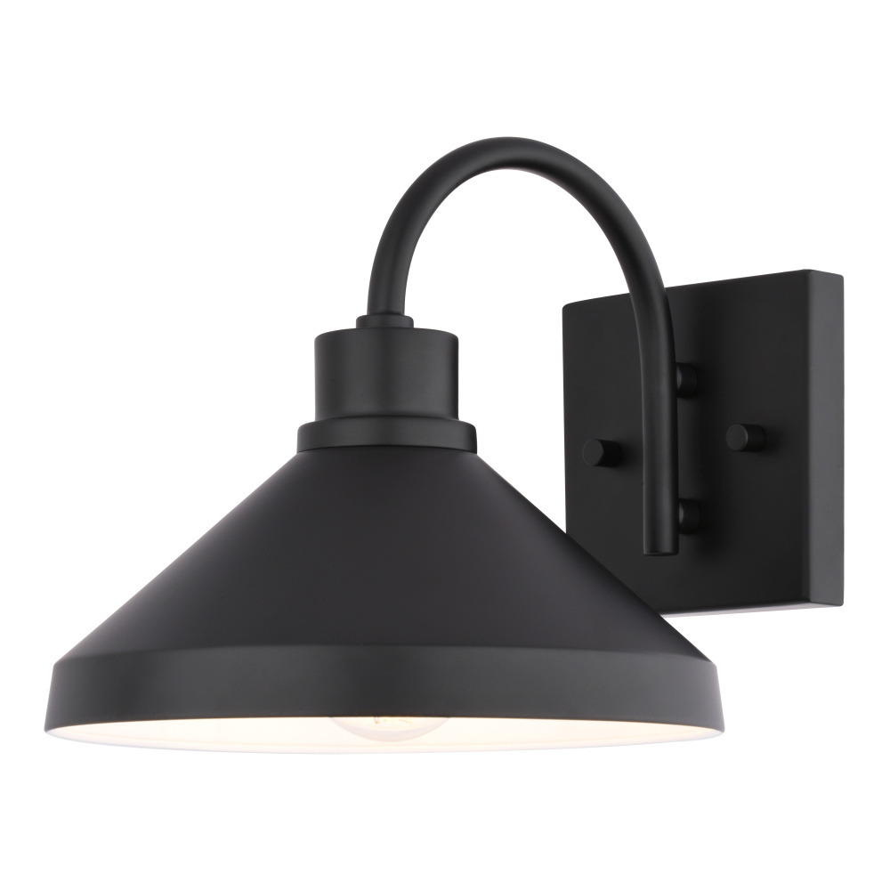 Highland Park 9-in. W Outdoor Wall Light Matte Black and White