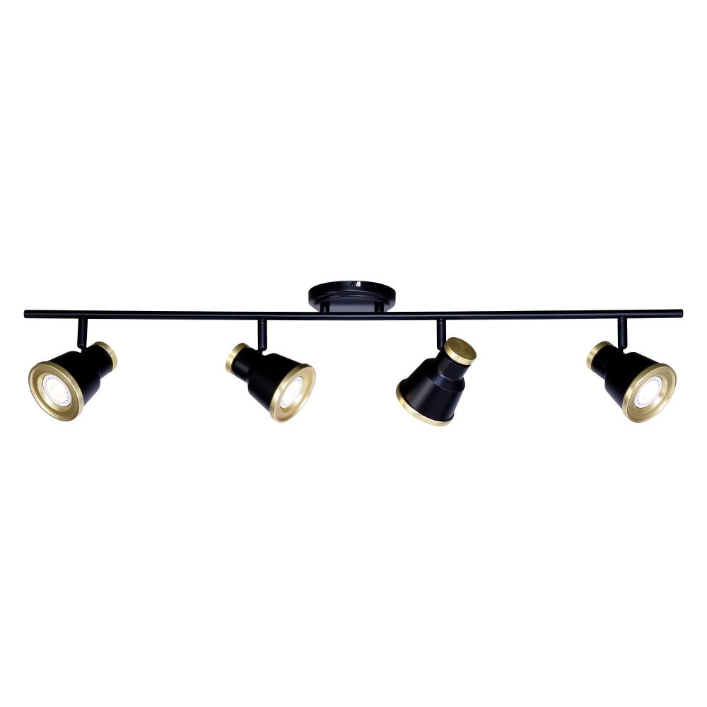 Fairhaven 4L LED Directional Ceiling Light Textured Black and Natural Brass