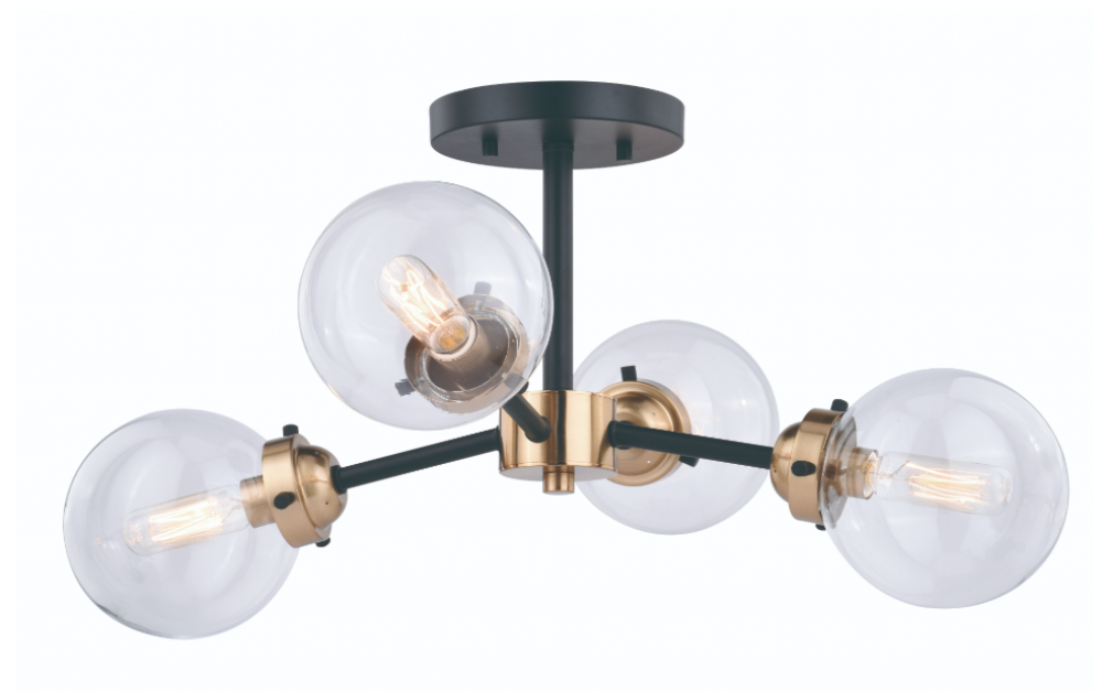 Orbit 20-in Semi Flush Ceiling Light Oil Rubbed Bronze and Muted Brass