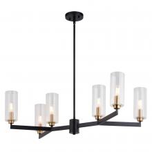 Vaxcel International H0300 - Claremont 31.25-in. 6 Light Chandelier Matte Black with Autumn Brass