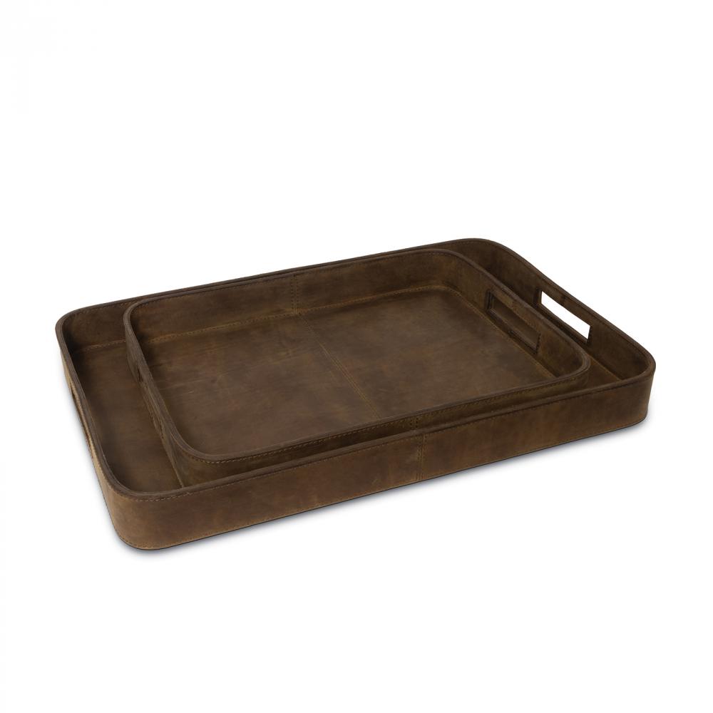 Regina Andrew Derby Rectangle Leather Tray Set (