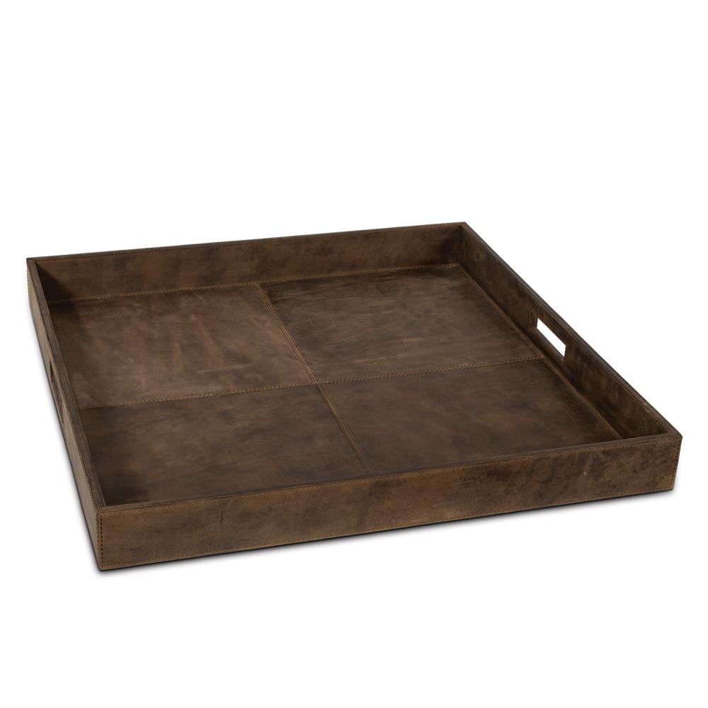 Regina Andrew Derby Square Leather Tray (Brown)