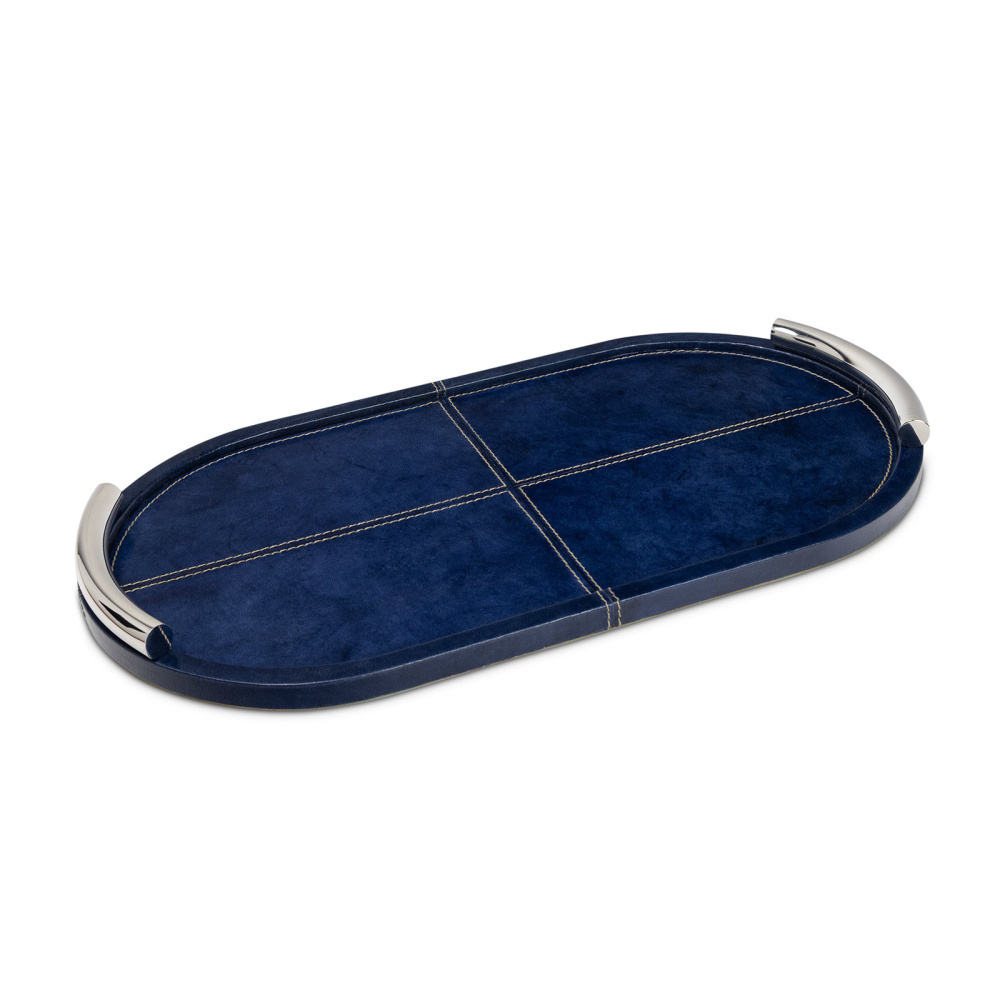 Regina Andrew Hayes Leather Tray Oval (Blue)