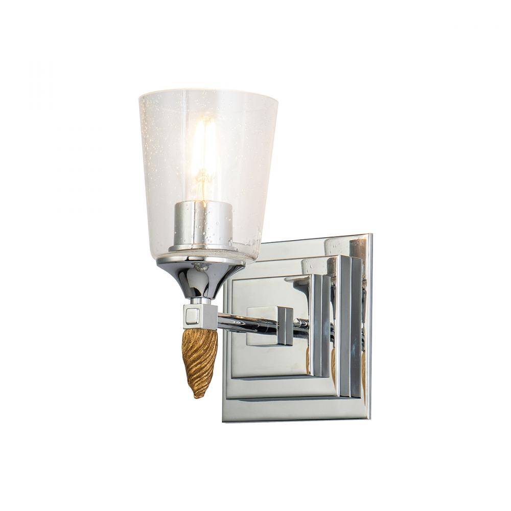 Vetiver 1 Light Wall Sconce in Polished Chrome with Gold Accent