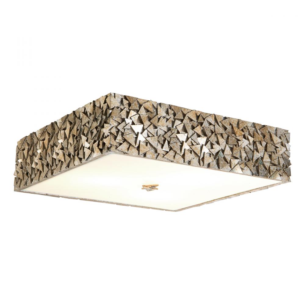 Mosaic Square 3-Light Flush in Silver