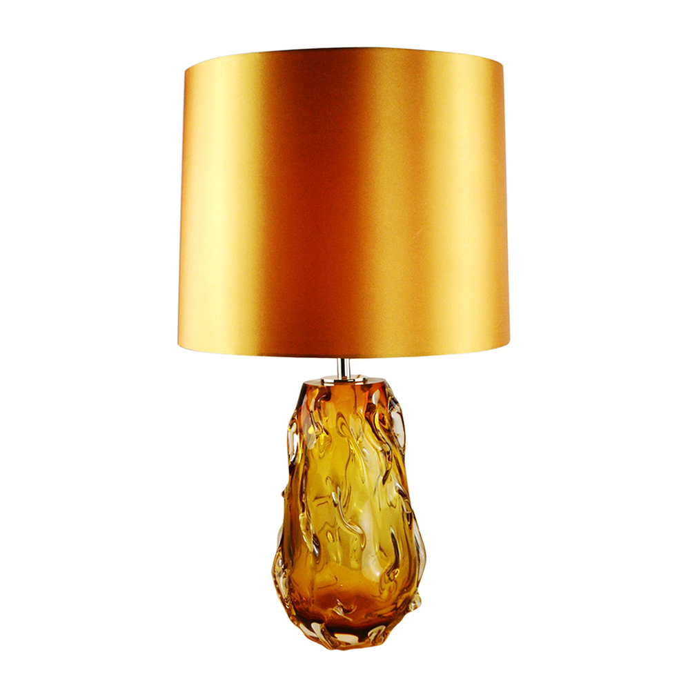 Valencia Orange Retro Inspired Accent Table Lamp in Solid Glass with French Wire