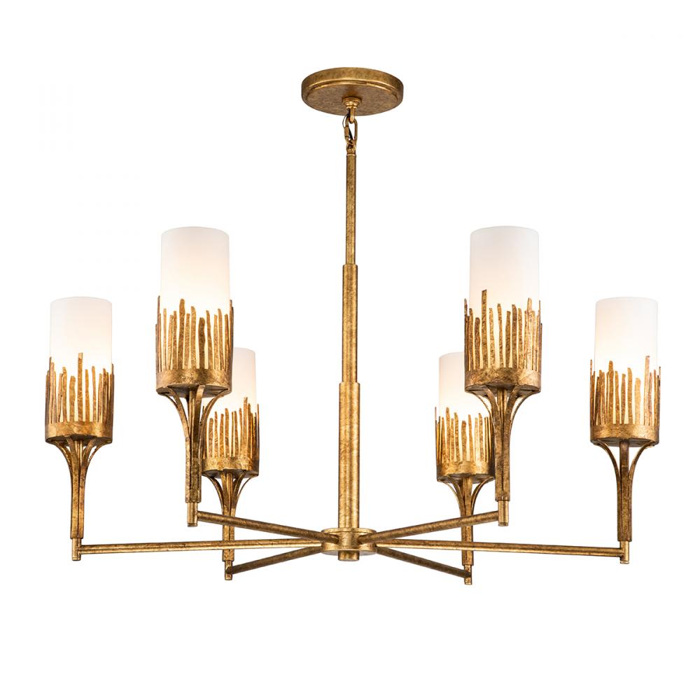 Sawgrass 6 Lt Chandelier in Gold Leaf