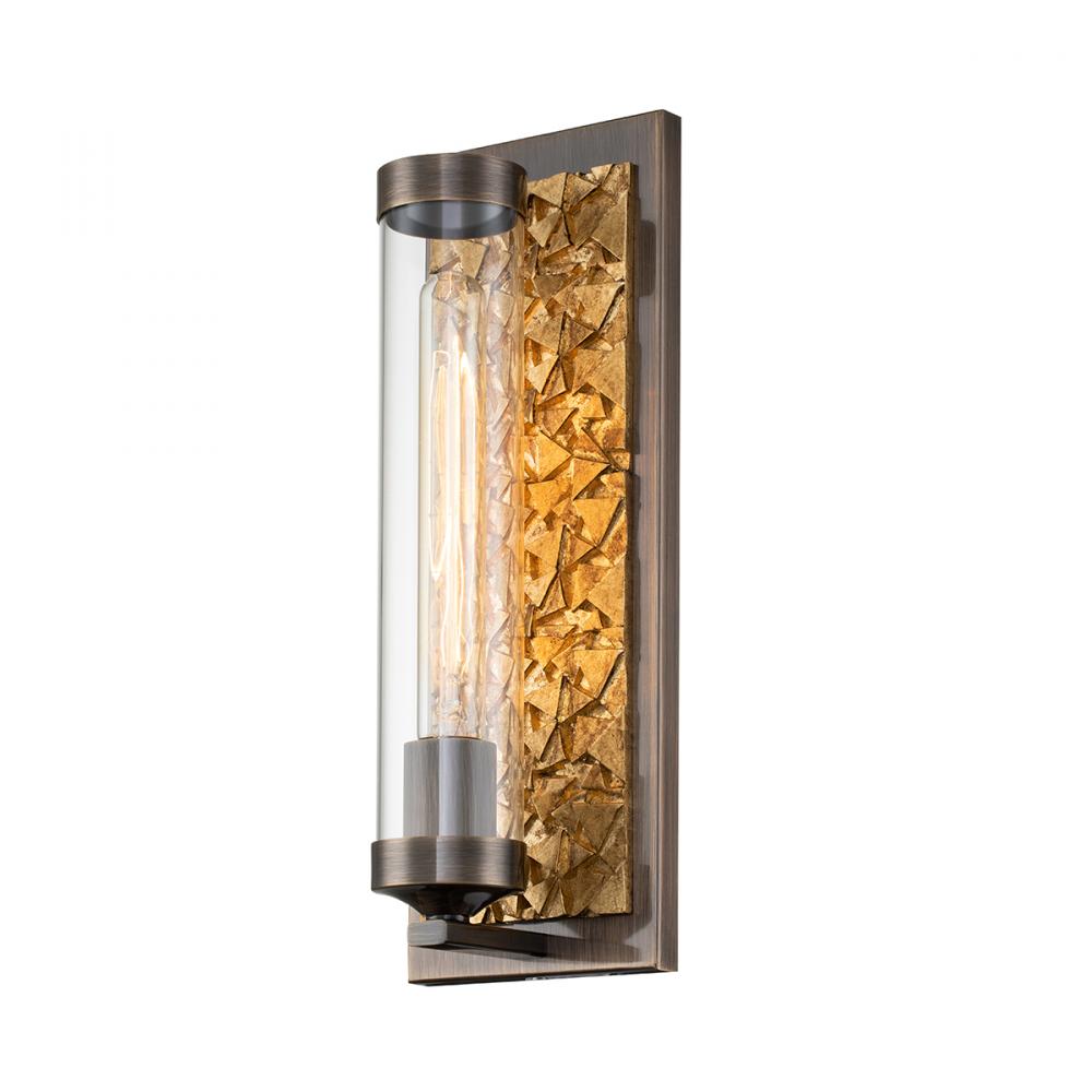 Elysian 1 Light Sconce in Dark Bronze & Gold Leaf