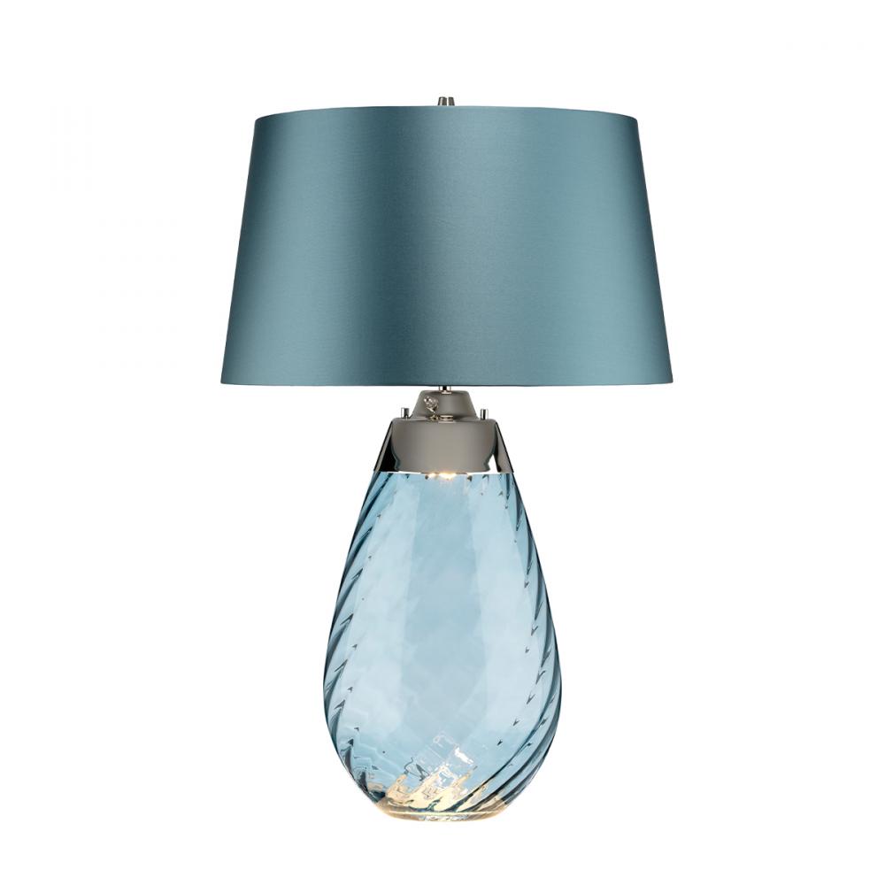 Large Lena Table Lamp in Blue with Blue Satin Shade