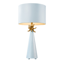 Lucas McKearn TA1259 - Neo Light Blue Grey Buffet Table Lamp with Distressed Gold accents By Lucas McKearn
