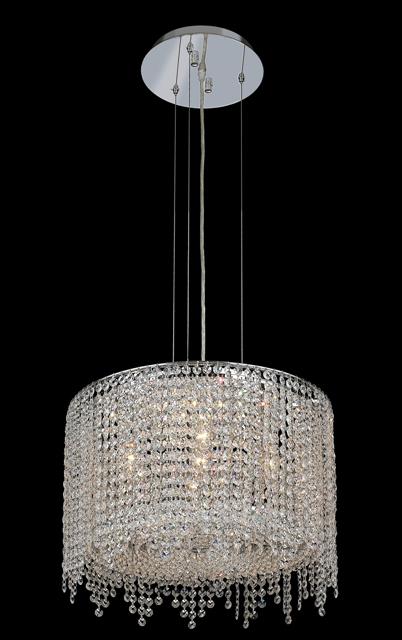 1393 Moda Collection Hanging Fixture D18in H11in Lt:5 Chrome Finish  (Royal Cut Crystals)