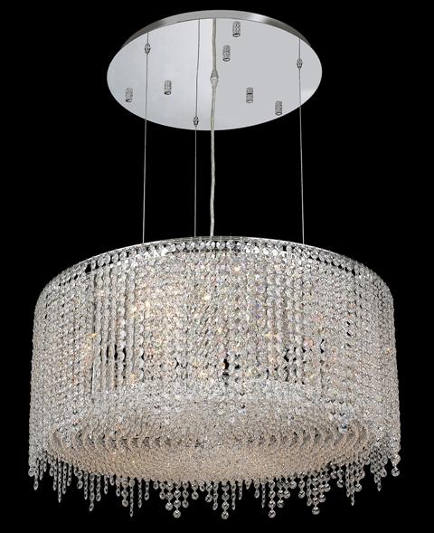 1393 Moda Collection Hanging Fixture D26in H11in Lt:9 Chrome Finish  (Royal Cut Crystals)