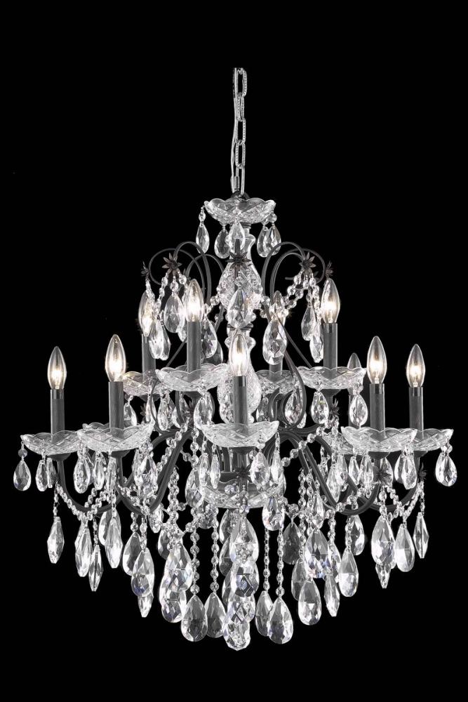 St. Francis 12 Light Dark Bronze Chandelier Clear Royal Cut Crystal