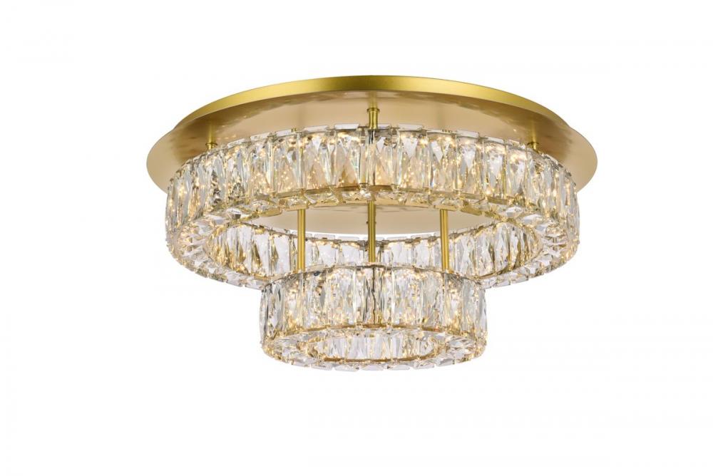 Monroe 22 Inch LED Double Flush Mount in Gold